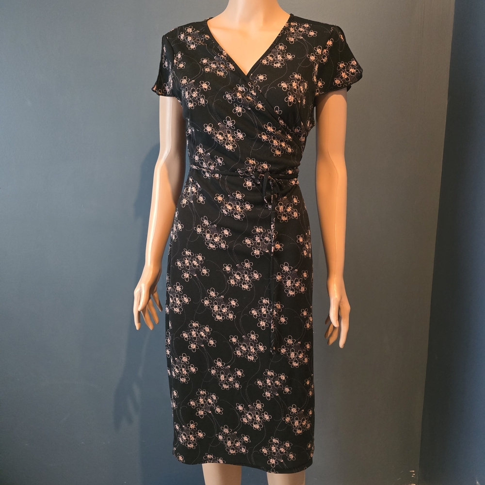 BCBG Black Floral Midi Dress